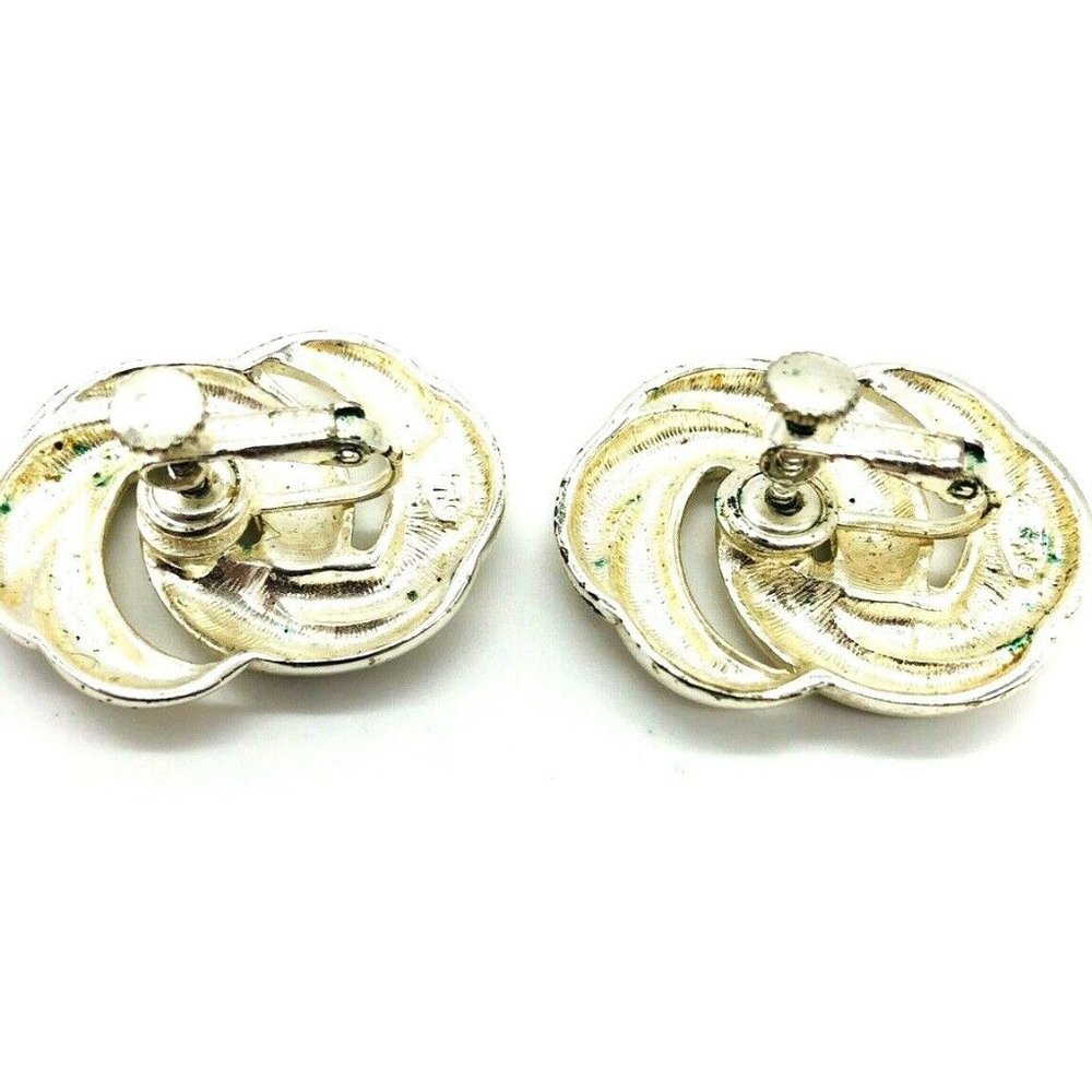 Napier Vintage Silver Tone Knot Ribbon Clip On Earrings - Picture 2 of 6